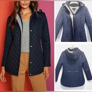 Jones New York Women's Navy Quilted jacket Coat fall winter M
